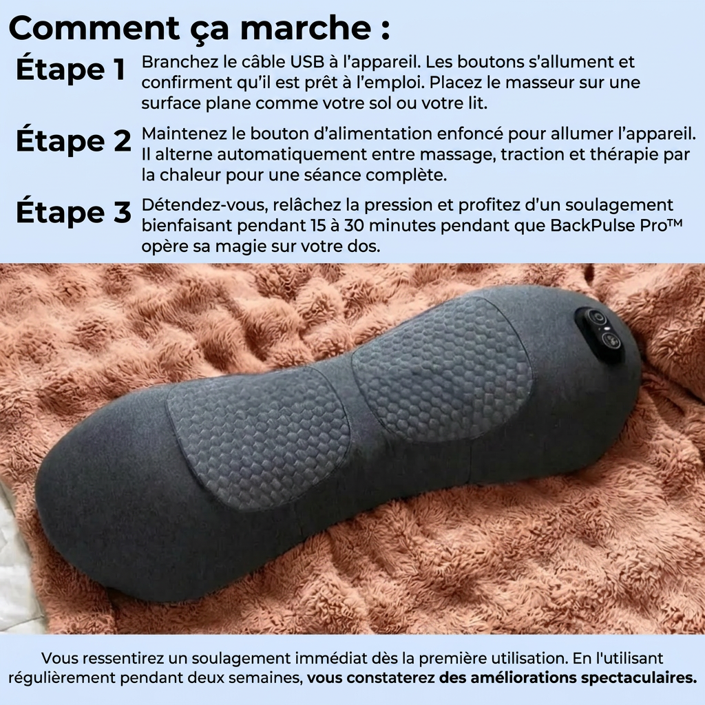 BackPulse Pro™ – Soulagez la Sténose Spinale & le Mal de Dos Sans Opération | 15 Minutes par Jour